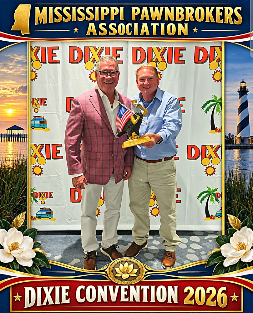 KC Conn receiving an award at the Mississippi Pawnbrokers Association Dixie Convention 2026